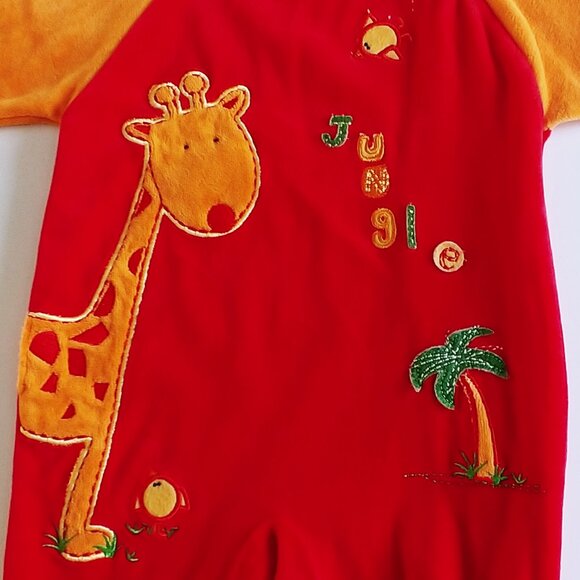 Baby Pekkle Velour Giraffe Jungle Footie 3 Months - Picture 3 of 8